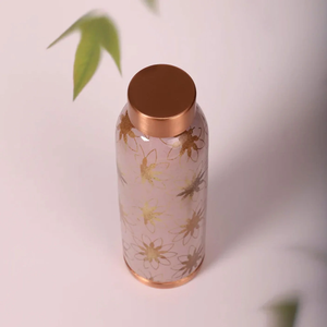 Bouteille d'eau en cuivre imprimée, artisanale, avec impression émaillée de qualité supérieure, compatible lave-vaisselle et micro-ondes, de luxe pour le sport - Product Image 2