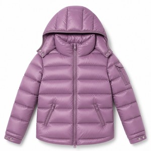 Veste d'hiver matelassée à capuche pour femme, couleur violette, manches longues, fermeture éclair, rembourrage en polyester, doudoune pour femme - Product Image 1