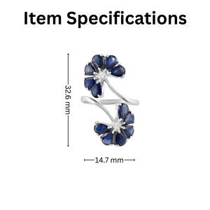 Bague classique en saphir bleu et diamant avec serti à griffes en argent sterling 92,5 pour enfants - Product Image 4
