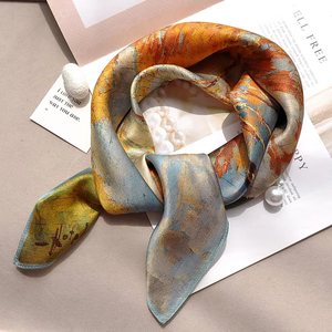 Pañuelo Cuadrado de Seda de Lujo con Estampado de Albaricoques 70*70cm para Mujer, Suave Satén, Diadema, Pañuelo para el Cuello, Lazo, Cinta para el Pelo, Foulard, Cinta para Bolso, Regalo - Product Image 2