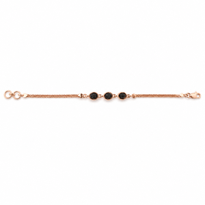 Bracelet chaîne en or 18 carats avec trois pierres d'onyx noir, finition polie, bijou minimaliste en pierres précieuses, idéal pour femme, usage quotidien, cadeau de fête - Product Image 5
