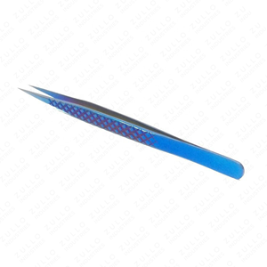 Blue I Shaped Eyelash Extension Tweezers Stainless Steel Diamond Grip Pointed Tip Precision Volume Lash <b>Tool</b> Classic - Product Image 2