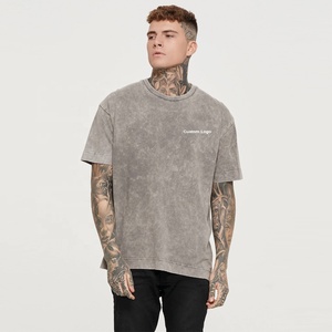 Oversized <b>Acid</b> Wash Custom Graphic T-shirt Quick Dry <b>Dropped</b> Shoulder Tshirt Wholesale <b>Acid</b>-Wash T Shirts with Print Pattern - Product Image 5