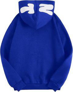 Sudadera con capucha azul Y2K con cremallera y estampado de letras, corte regular, estilo urbano para hombre - Product Image 2