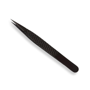 Pince à cils noire à marque privée, pointe en fibre, logo personnalisé, pour extensions de cils volume - Product Image 1