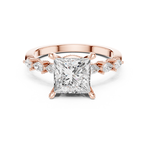 Bague de fiançailles en diamant taille princesse pour femme, or blanc 14 carats, diamant naturel cultivé en laboratoire certifié GIA, style classique - Product Image 6