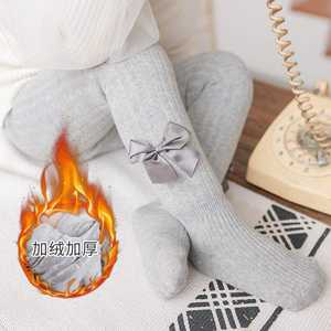 Pantis de Invierno para Niñas de Felpa Gruesa y Esponjosa, Medias Térmicas a la Moda con Lazo de Cinta, Color Sólido, Cálidas y Peludas para Niñas - Product Image 3