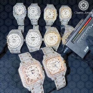 Charm Jewellis Luxury Stainless Steel <b>Diamond</b> <b>Watch</b> Rectangle Analog Quartz Date Display Folding Clasp 38mm Unisex - Product Image 5