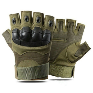 Gants tactiques mi-doigts vert olive en néoprène et nylon antidérapants avec sangle de poignet réglable pour la chasse et le tir en extérieur unisexe - Product Image 2