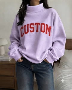 Sweat-shirt à col rond pour femme, coupe ample, en molleton 100% coton, manches longues, style streetwear, pour l'hiver - Product Image 1