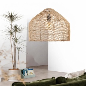 Bohemian Handwoven Stylish Rattan Pendant Lampshade Handmade Wicker Boho Lamp <b>Shade</b> for Home Cafe Restaurant Interior Decor - Product Image 1