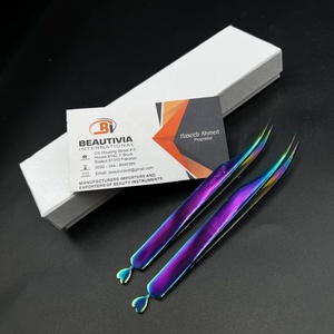 Professionnel En Acier Inoxydable Arc-En-Plasma Volume Fermé Extensions De Cils Pince À Épiler Outil D'isolation Pointu - Product Image 1