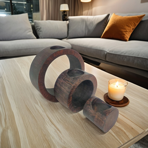 ชุดตกแต่งทรงกลมทำด้วยมือคุณภาพสูงสำหรับตกแต่งบ้านเชิงเทียนบรรจุขี้ผึ้งเทียนทีไลท์ธรรมชาติที่วางในไม้มะม่วง - Product Image 2