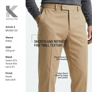 Pantalon chino kaki pour homme, mélange coton et élasthanne, 250 GSM, finition douce pêche, sergé fin extensible, pantalon décontracté, fournisseur OEM - Product Image 2