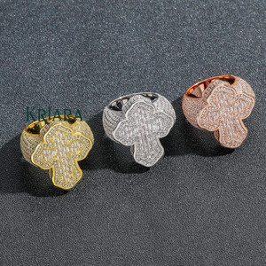 Unisex <b>Cross</b> Shape Moissanite Cocktail <b>Ring</b> 925 <b>Silver</b> Rhodium Plated Luxury Party Jewelry - Product Image 3