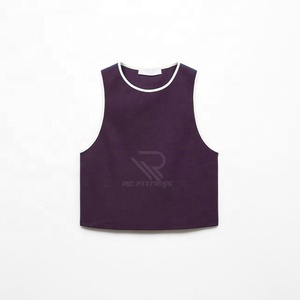 เสื้อครอปท็อปผู้หญิง ผลิตจากผ้าฝ้ายผสมโพลีเอสเตอร์ แห้งเร็ว แขนสั้น - Product Image 5
