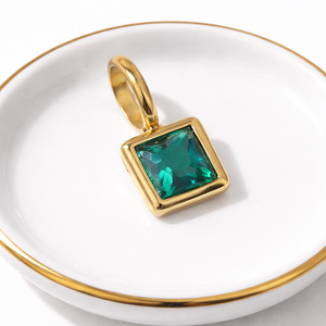 Citrine Quartz <b>Square</b> Pendant Gold Bezel <b>Set</b> Dainty Minimalist Gemstone Necklace Handmade Gift for Women - Product Image 2