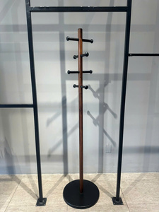 BLACK WOODEN <b>COAT</b> <b>HANGER</b> <b>STAND</b> FREESTANDING CLOTHES RACK WITH HOOKS FOR ENTRYWAY BEDROOM HOME HOTEL - Product Image 3
