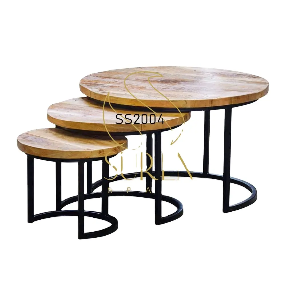 Отличное качество, уникальный дизайн, Лидер продаж, промышленная мебель, манго, ёрш, дерево, металлическое основание, центральный журнальный столик, набор из 3 предметов