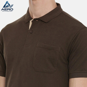 Camisa Polo Oxford de Algodón de Manga Corta para Hombre, Color Marrón Sólido, Diseño Casual con Bolsillo, Corte Regular, Tallas Grandes - Product Image 6