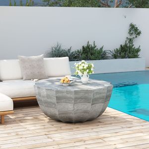 Tavolino da Caffè Moderno in Cemento MgO da 90 cm, Resistente e Impermeabile, per Terrazze, Giardini e Cortili - Product Image 4