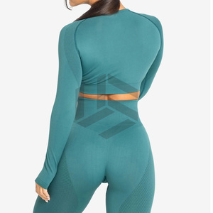 Nouvel Arrivage Ensemble de Yoga Femme Qualité Supérieure Logo Personnalisable sur le Devant Respirant Écologique Uni Taille Haute 2 Pièces Tenue de Sport - Product Image 3