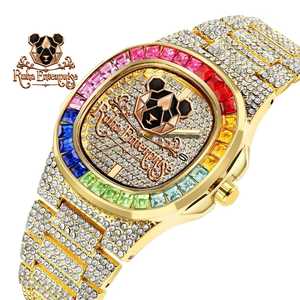 Montre mécanique vintage de luxe en diamant moissanite de qualité supérieure, unisexe, style hip-hop, analogique, verre, bracelet en acier inoxydable - Product Image 1