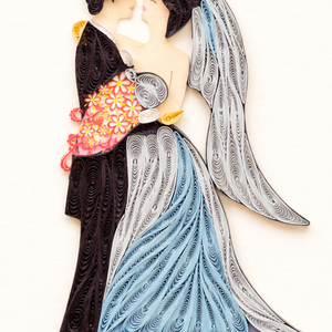 Carte de vœux 3D faite à la main en papier vietnamien, motif baiser de mariés personnalisé, par le fabricant Quilling Card - Product Image 3