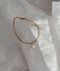 Tiny Star Charm Bracelets 14K <b>Solid</b> <b>Gold</b> Minimalist Luxury 2.7 mm Wide Adjustable 17 or 18cm Cable Chains Stackable Fine Jewelry - Product Image 1