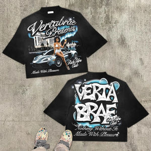 T-shirt unisexe à coupe classique, imprimé sur mesure, couleur unie, tendance de la mode américaine, style Y2K, streetwear, hip-hop, Harajuku, séchage rapide - Product Image 2