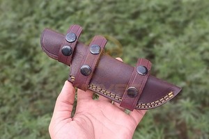 Funda de cuchillo de caza de madera personalizable premium con presilla para cinturón, soporte de hoja fija, duradera para camping al aire libre, OEM - Product Image 4