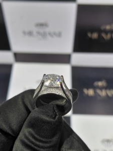 925 Sterling <b>Silver</b> VVS Moissanite Solitaire <b>Ring</b> <b>Mens</b> Engagement <b>Ring</b> Micro Pave Band Pass Diamond Tester - Product Image 2