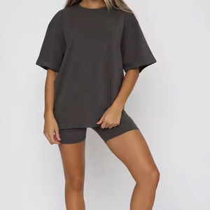 T-shirt à manches courtes pour homme, gris foncé, coupe ample, col rond, style décontracté, tricoté, couleur unie, design simple, coupe classique - Product Image 2