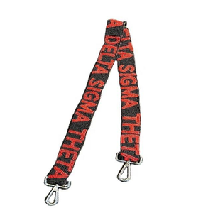Correa de Bolso Deportiva Rectangular Personalizada Hecha a Mano con Cuentas de Vidrio sobre Base de Algodón Transparente Delta-Sigma-Theta - Product Image 5