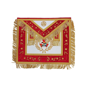 Custom Royal Arch Masonic Regalia Apron Grand High Priest Gold Embroidery <b>Red</b> <b>Velvet</b> Border Grand High Priest Ceremonial Apron - Product Image 1