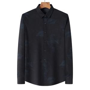 Men's <b>Black</b> Long Sleeve Dress <b>Shirt</b> Solid Color Turn-Down Collar Formal <b>Button</b> <b>Up</b> Woven Cotton Anti-Wrinkle Autumn Wear - Product Image 5