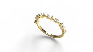 18K Gold Alternating Baguette Round Diamond Wedding Band Dainty <b>Stacking</b> <b>Ring</b> Eternity <b>Rings</b> Fine Jewelry For Women - Product Image 2