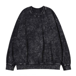New Fashion Sweatshirts Men's Black Sweatshirts From Pakistan Acid Washed 380GSM 100% Cotton Embroidery Custom Sweatshirts - Product Image 1