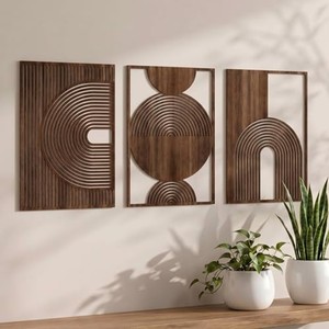 Sculpture géométrique abstraite minimaliste en bois, fabriquée à la main, ensemble de sculptures pour table, décoration d'intérieur, vente en gros par Aqdus Saleem - Product Image 1