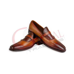 Chaussures habillées pour hommes en cuir véritable faites à la main, mocassins de bureau en cuir à motif autruche, chaussures formelles à enfiler - Product Image 4