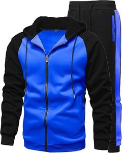 Survêtement unisexe streetwear à capuche avec blocs de couleur, fermeture éclair sur toute la longueur, manches longues, décontracté, pour l'hiver, avec poches latérales, coupe classique - Product Image 4