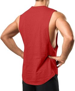 Débardeur décontracté pour homme en coton 100% respirant, col rond, uni, tricoté, 120g, imprimé sérigraphié, couleur rouge - Product Image 1