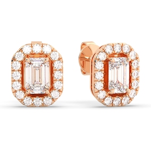 Boucles d'oreilles clous REYES minimalistes en or massif 14 carats avec moissanite taille émeraude 1,6 carat et fermoir à vis pour femme, bijoux fins pour usage quotidien - Product Image 1