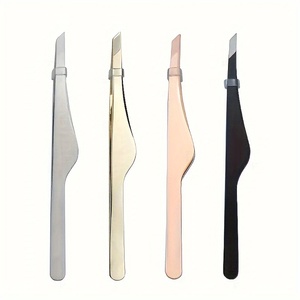 Pince à épiler à pointe fine pour sourcils, en acier inoxydable, durable, style moderne, argent, or, or rose, noir, pour l'entretien du visage - Product Image 1