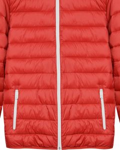 Thick Unisex <b>Red</b> Puffer <b>Jacket</b> Front Zipper Closure Casual Warm Quilted Winter Coat 100% Nylon Patchwork for Outdoor Daily Wear - Product Image 3