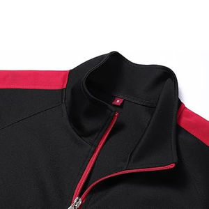 Ladies Black Red Tracksuit Drawstring Stand Collar Simple Design Breathable Lightweight Spandex/Cotton Adult Summer Wear Side - Product Image 5