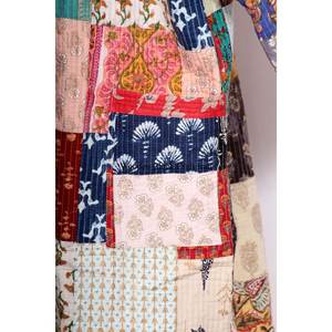 Vestido de Playa para Otoño, Estilo Vintage, Acolchado Kantha, Seda Kantha, Ropa de Resort, Invierno, Kimono de Algodón Indio, Chaqueta Tipo Wrap - Product Image 2