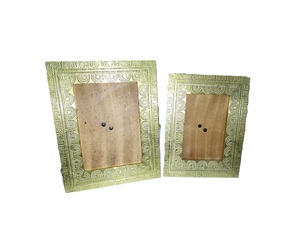 Rectangle Metal Photo <b>Frame</b> <b>Gold</b> Finish Beaded Texture Durable Design - Product Image 2