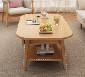 Table basse moderne en bois écologique avec tiroirs de rangement et pieds coniques pour petit appartement - Product Image 4