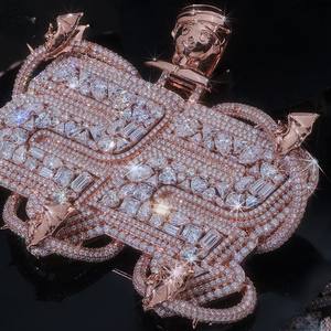 Colgante unisex personalizado con doble número 22, oro rosa, plata de ley 925, moissanita VVS, cadena cubana con letras engastadas - Product Image 4